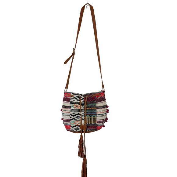 Chumbak Boho Crossbody Bag With Tribal Print & Tassels Magnetic Closure - Picture 2 of 16
